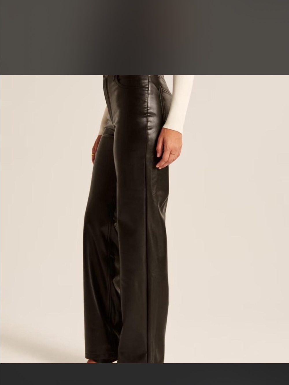 Abercrombie & Fitch Black Wide-Leg Faux Leather Pants